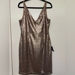 Lulus Champagne Bronze Sequin‎ Dress - Size XL hoco prom